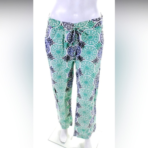Colima print 100 % linen XS pant calypso St Barthes NWOT 289$ preppy coastal - Picture 1 of 6